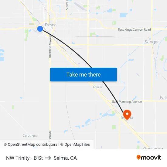 NW Trinity - B St to Selma, CA map