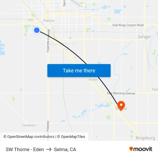 SW Thorne - Eden to Selma, CA map