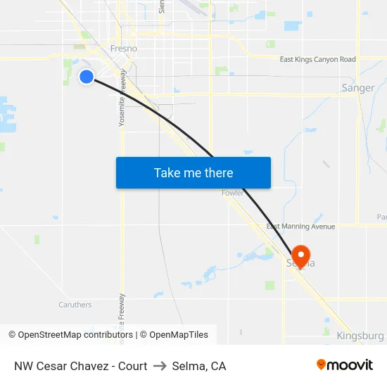 NW Cesar Chavez - Court to Selma, CA map