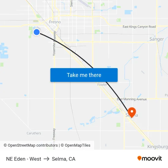 NE Eden - West to Selma, CA map