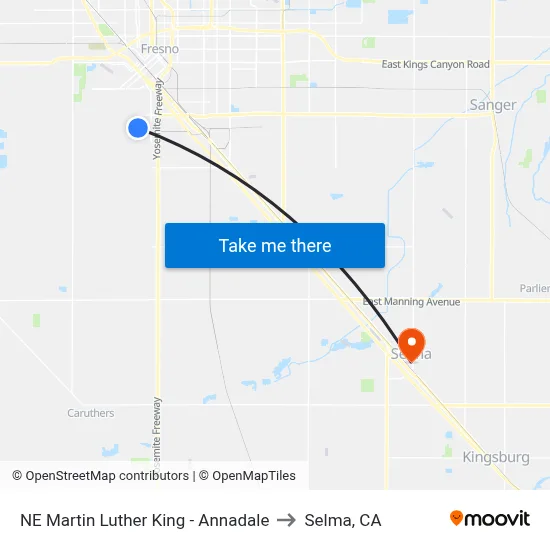 NE Martin Luther King - Annadale to Selma, CA map