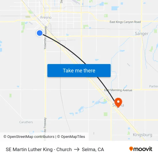 SE Martin Luther King - Church to Selma, CA map
