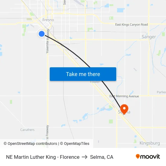 NE Martin Luther King - Florence to Selma, CA map
