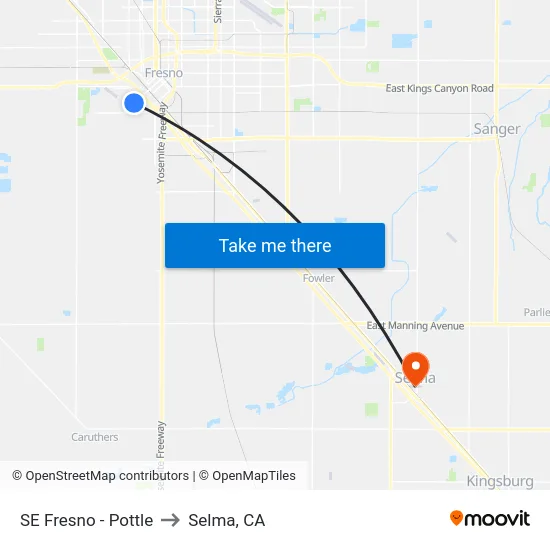 SE Fresno - Pottle to Selma, CA map
