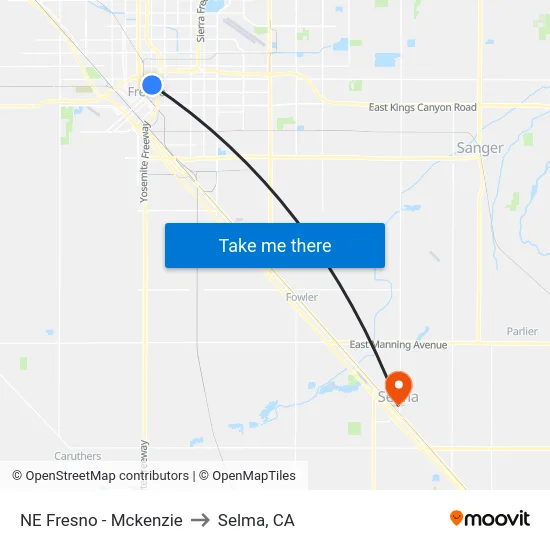 NE Fresno - Mckenzie to Selma, CA map