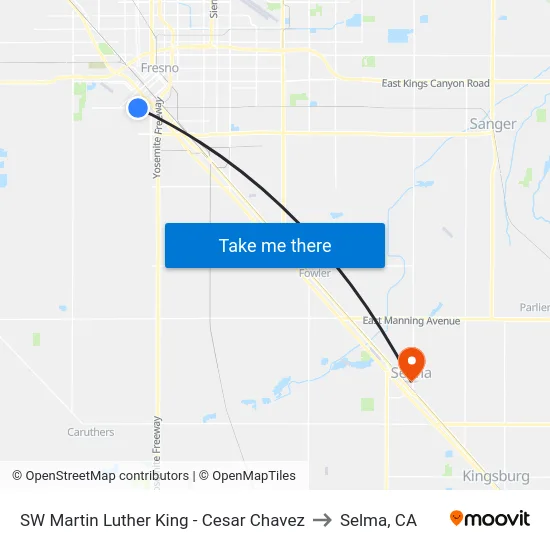 SW Martin Luther King - Cesar Chavez to Selma, CA map