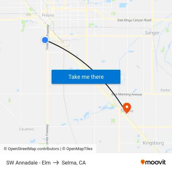 SW Annadale - Elm to Selma, CA map