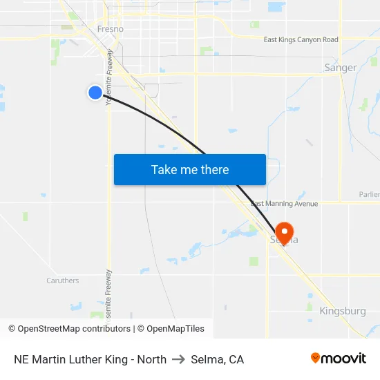 NE Martin Luther King - North to Selma, CA map
