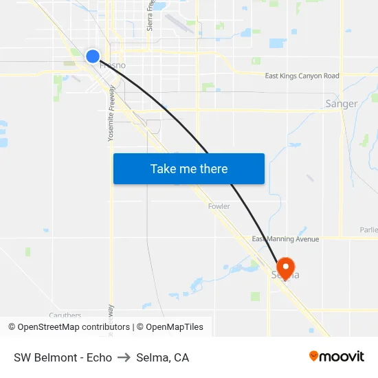 SW Belmont - Echo to Selma, CA map