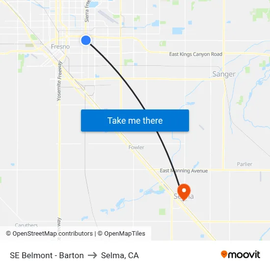SE Belmont - Barton to Selma, CA map