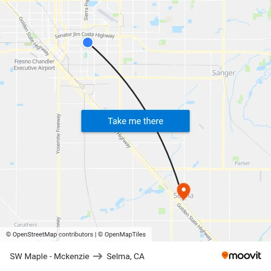 SW Maple - Mckenzie to Selma, CA map