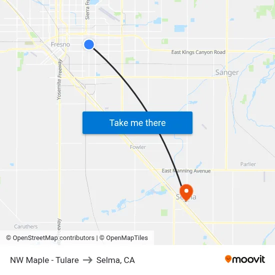 NW Maple - Tulare to Selma, CA map