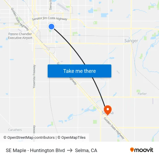 SE Maple - Huntington Blvd to Selma, CA map