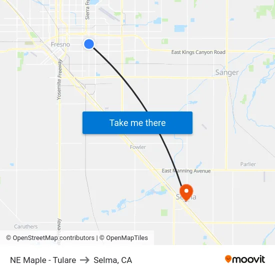 NE Maple - Tulare to Selma, CA map