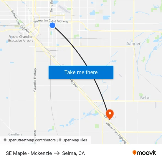 SE Maple - Mckenzie to Selma, CA map