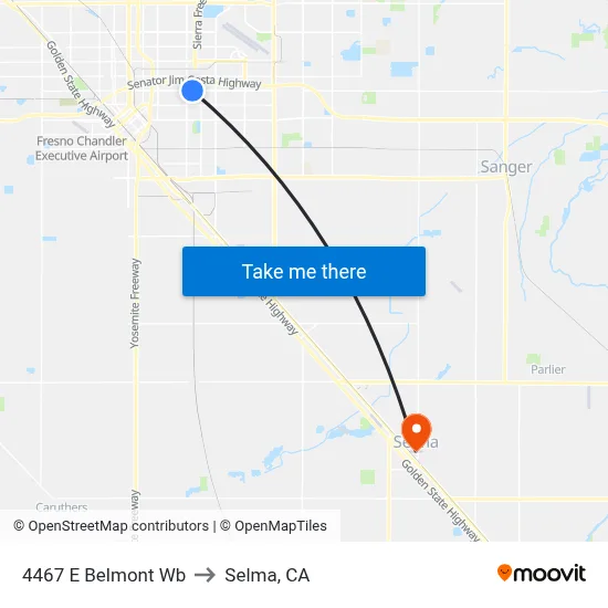 4467 E Belmont Wb to Selma, CA map