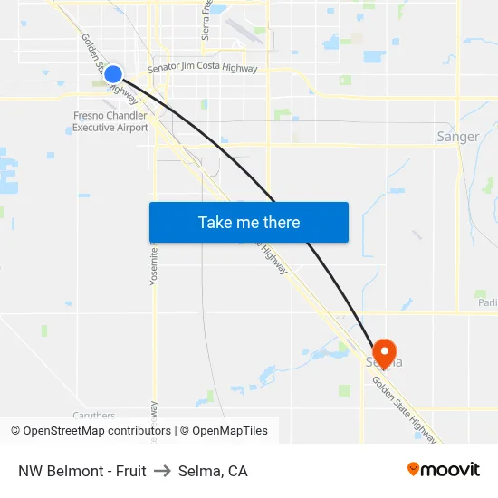 NW Belmont - Fruit to Selma, CA map