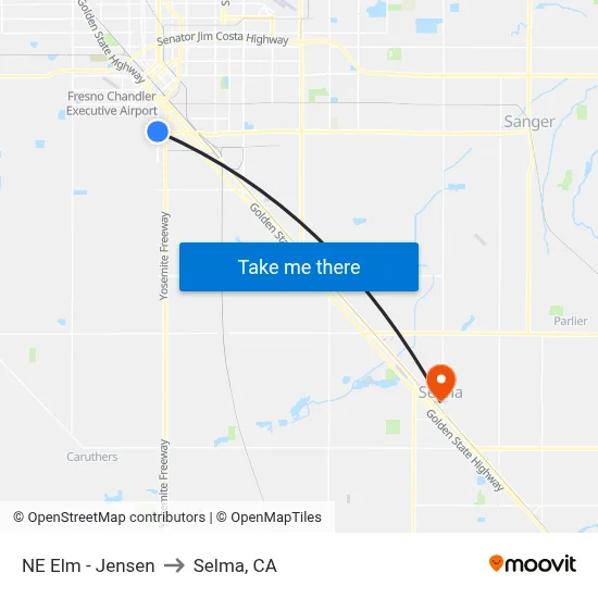 NE Elm - Jensen to Selma, CA map