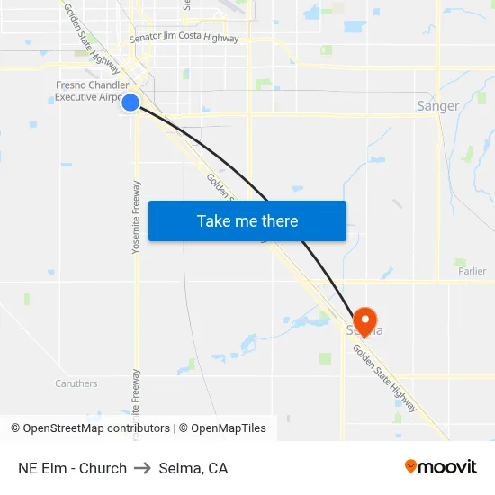 NE Elm - Church to Selma, CA map
