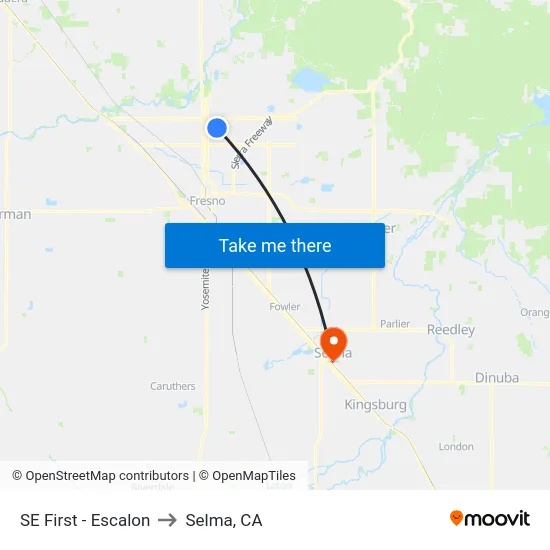 SE First - Escalon to Selma, CA map