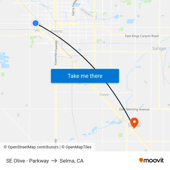 SE Olive - Parkway to Selma, CA map