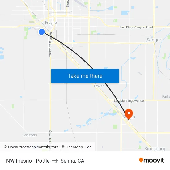 NW Fresno - Pottle to Selma, CA map