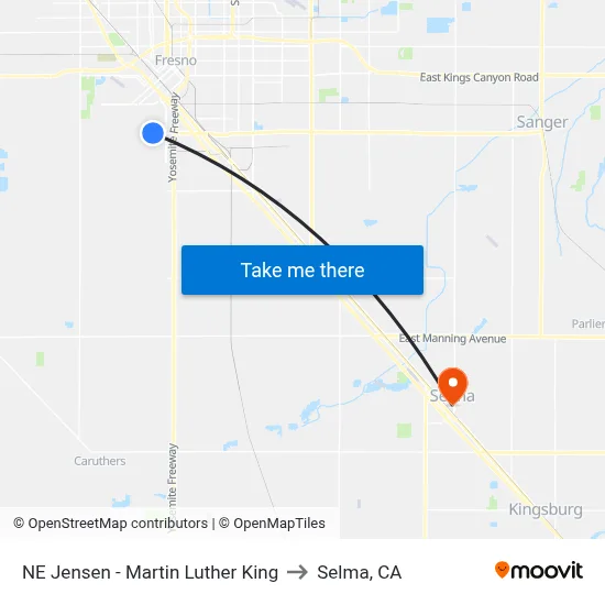 NE Jensen - Martin Luther King to Selma, CA map