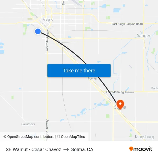 SE Walnut - Cesar Chavez to Selma, CA map