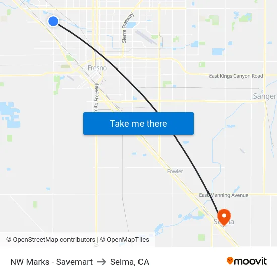 NW Marks - Savemart to Selma, CA map