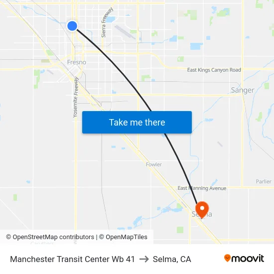 Manchester Transit Center Wb 41 to Selma, CA map