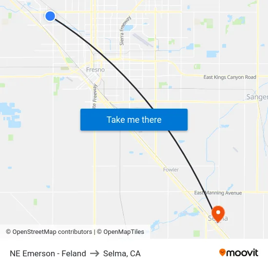 NE Emerson - Feland to Selma, CA map