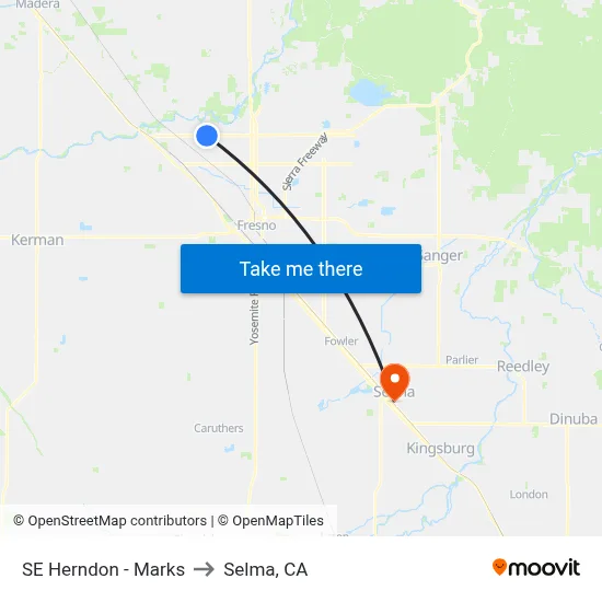 SE Herndon - Marks to Selma, CA map