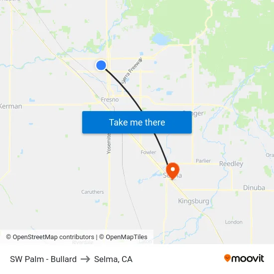 SW Palm - Bullard to Selma, CA map