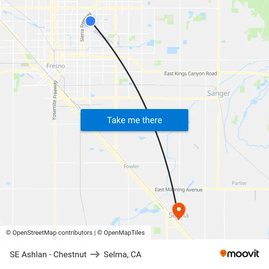 SE Ashlan - Chestnut to Selma, CA map