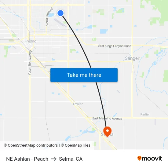 NE Ashlan - Peach to Selma, CA map