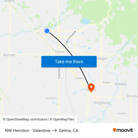 NW Herndon - Valentine to Selma, CA map