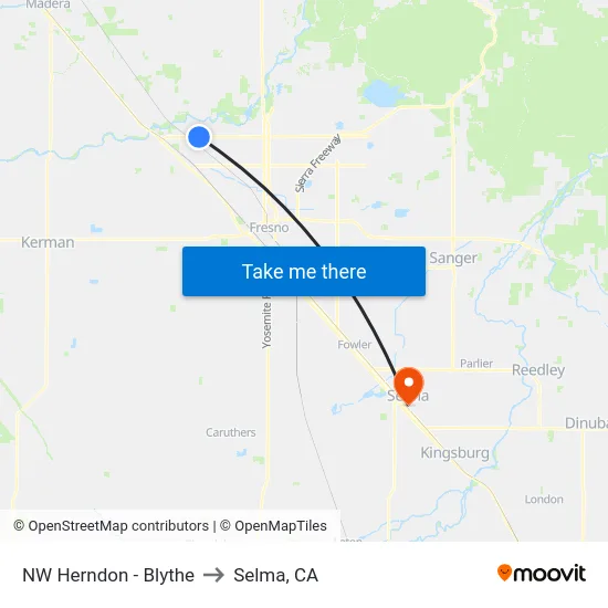 NW Herndon - Blythe to Selma, CA map