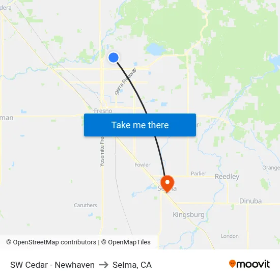 SW Cedar - Newhaven to Selma, CA map