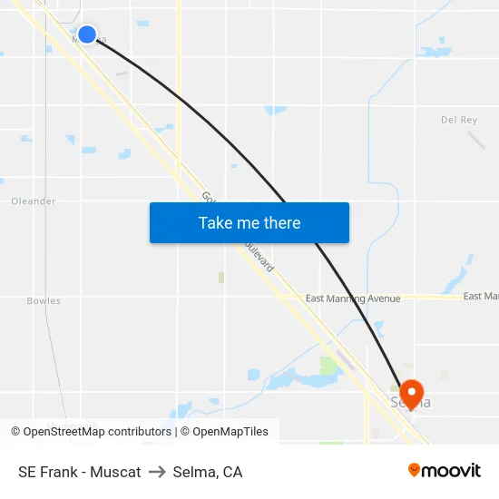 SE Frank - Muscat to Selma, CA map