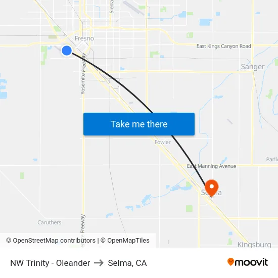 NW Trinity - Oleander to Selma, CA map
