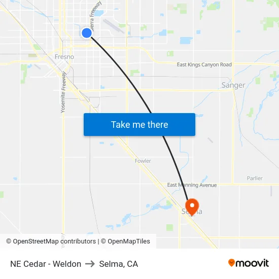 NE Cedar - Weldon to Selma, CA map