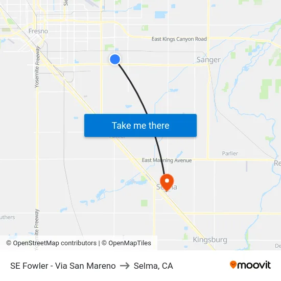 SE Fowler - Via San Mareno to Selma, CA map