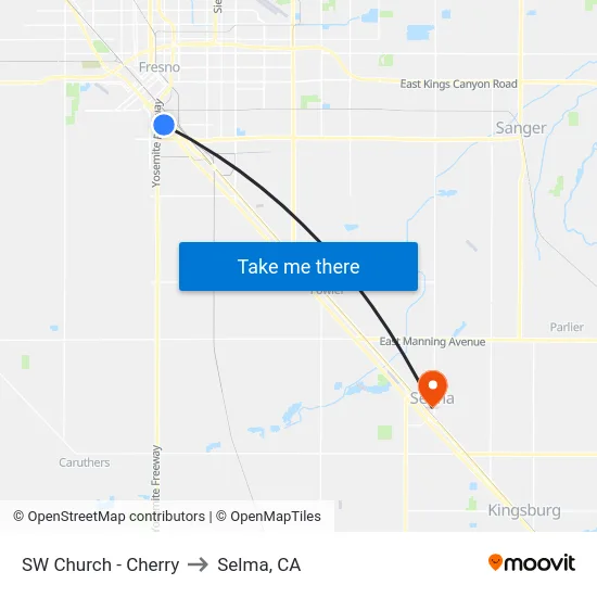 SW Church - Cherry to Selma, CA map