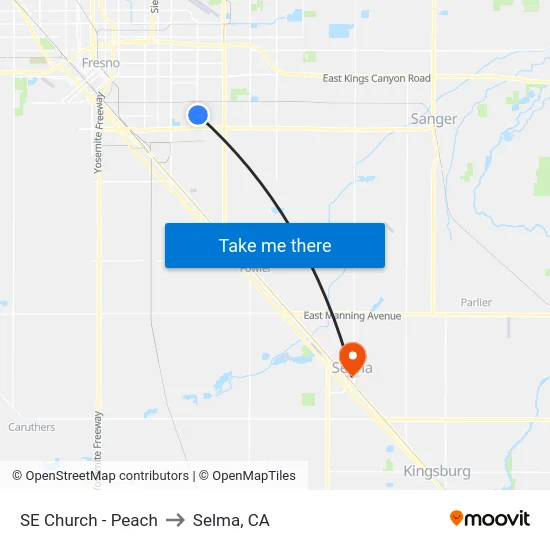 SE Church - Peach to Selma, CA map