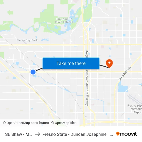 SE Shaw - Marty to Fresno State - Duncan Josephine Theater map