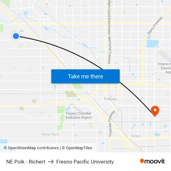NE Polk - Richert to Fresno Pacific University map