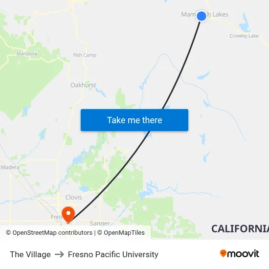 The Village to Fresno Pacific University map