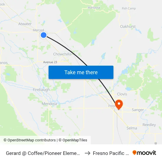 Gerard @ Coffee/Pioneer Elementary (Westbound) to Fresno Pacific University map