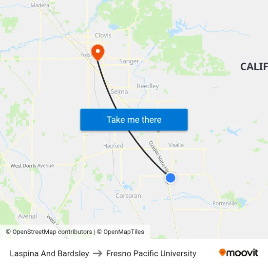 Laspina And Bardsley to Fresno Pacific University map
