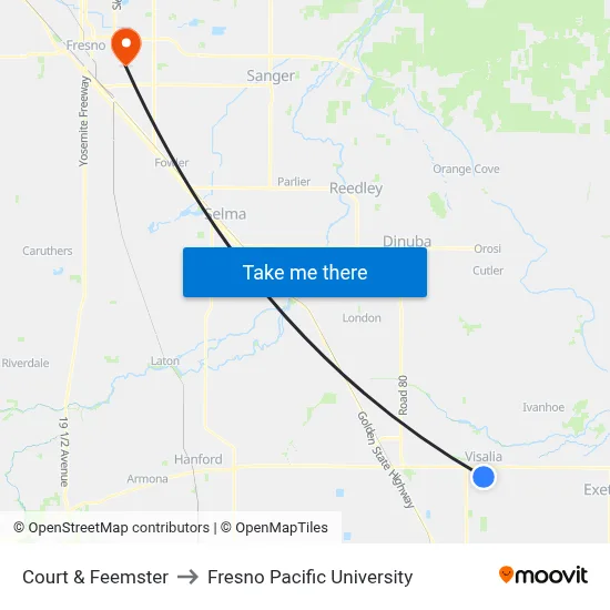 Court & Feemster to Fresno Pacific University map